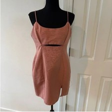 ASOS Design Pink Cutout Mini Dress Square Neck Side Slit Party Dress Size 8