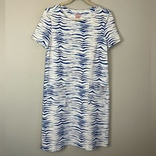 Persifor Carter Dress LARGE In Horizon Blue Zebra USA Coastal Beach