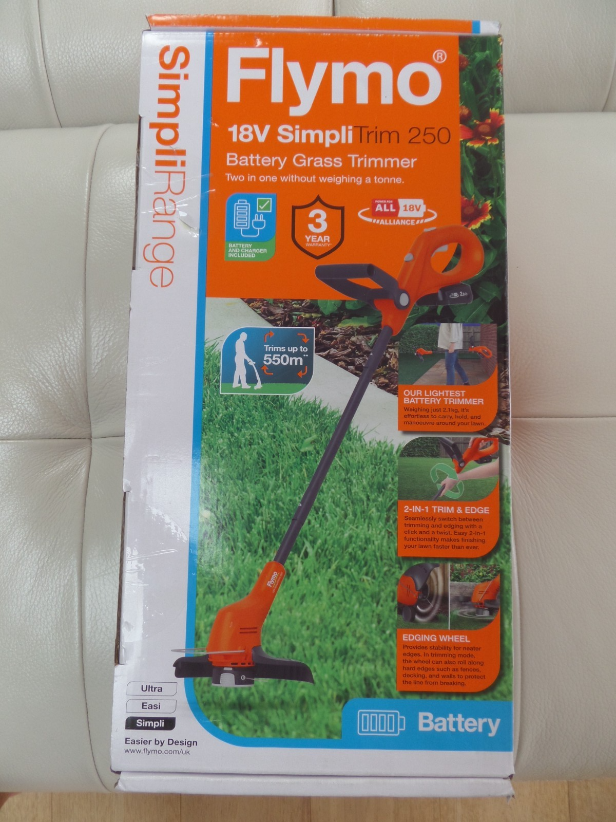 Flymo 18V SimpliTrim 250 Grass Trimmer Strimmer With Battery & Charger BNIB