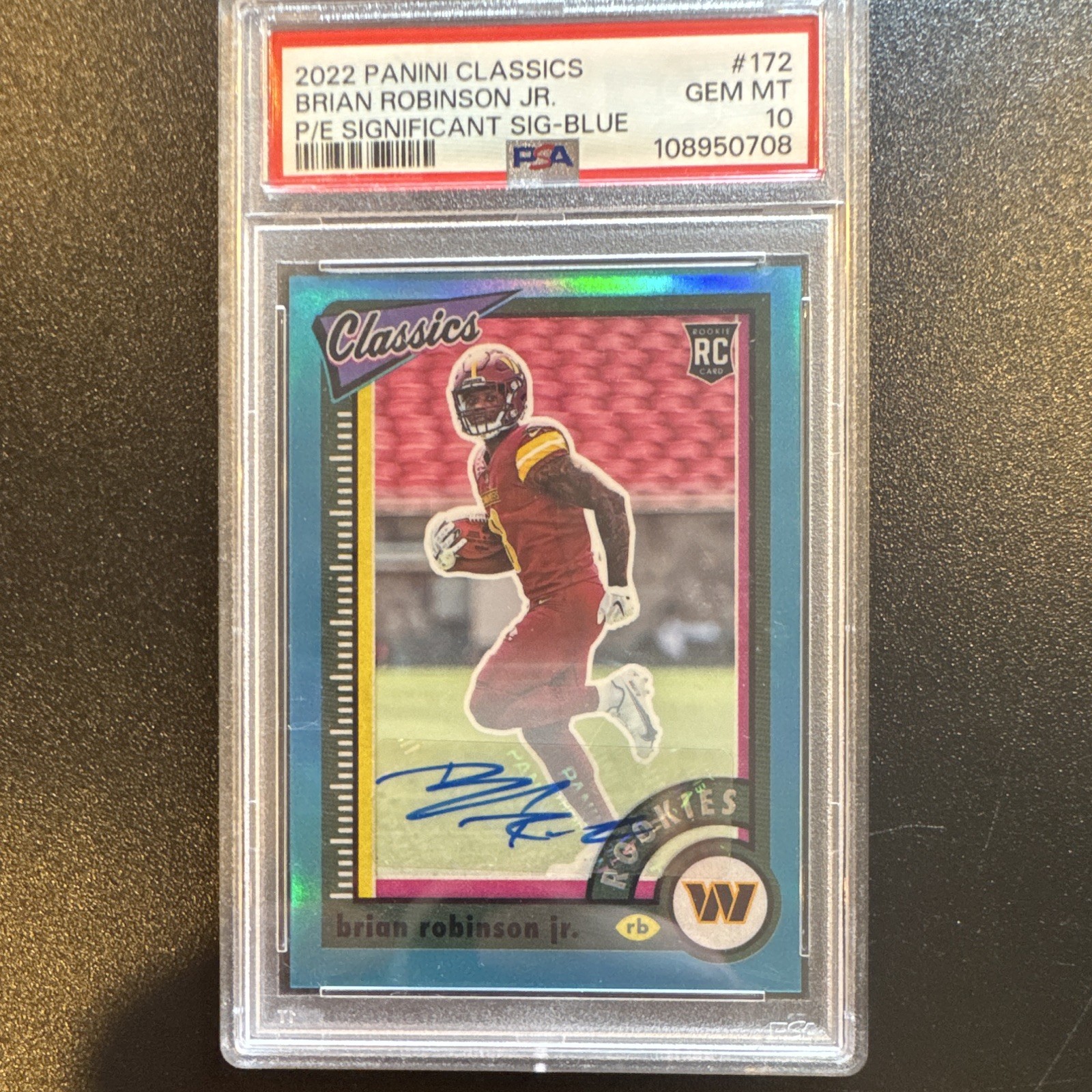 Brian Robinson Jr. Panini Classics #172 Premium Edition Significant Signatures-Blue