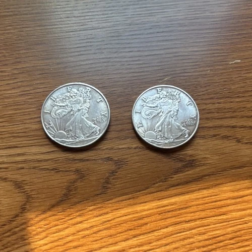 E PLURIBUS UNUM 2x 1 Troy Oz .999 Fine Silver Rounds Walking Liberty Design