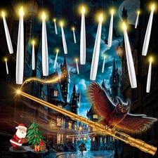 Floating Candles with Wand - 18 Pcs Christmas Decorations Magic Flameless Can...