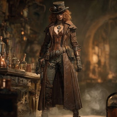 Dark Steampunk bounty hunter 4x6 Print - Dark Fantasy Art 101025-12