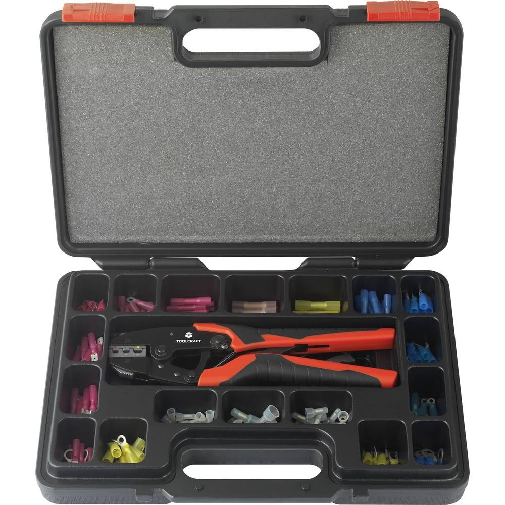 Set d'outils de sertissage avec pince à cliquet TOOLCRAFT 168 pièces acier
