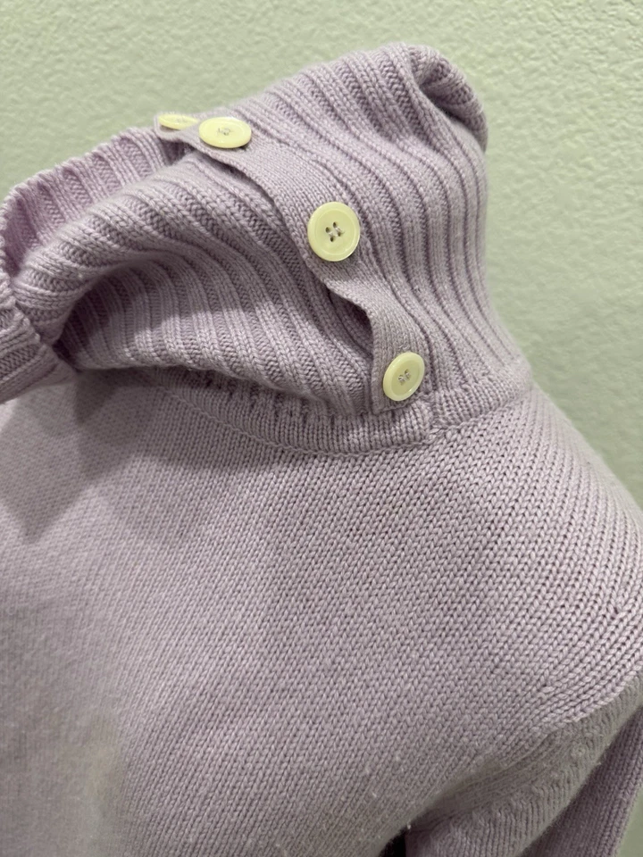 Suéter Fifth Avenue Púrpura Claro Cuello Alto 100% 2 Capas Cachemira Talla Mediana Foto 4 de 4