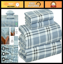 3 Piece Twin Size 100 Cotton Flannel Sheet Set - Soft, Deep Pocket, All Seasons