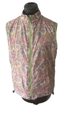 Peter Millar Womens M E4 Wind Floral Reversible Preppy Zip  Active Vest Golf