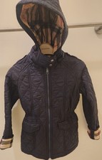 Burberry Youth 8 Y Black /Nova Lined Hooded Coat Jacket NWOT