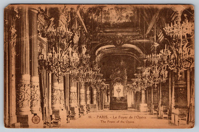 c1910s Paris Foyer de l'Opera Chandelier L'Abeille Antique Postcard