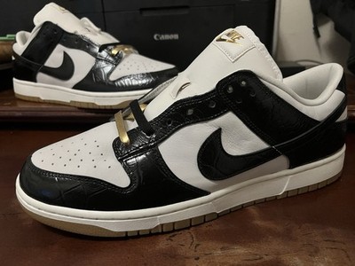 Size 13.5 - Nike Dunk LX Low Black Croc W Extra  Gold Laces Fits Size 12 Men