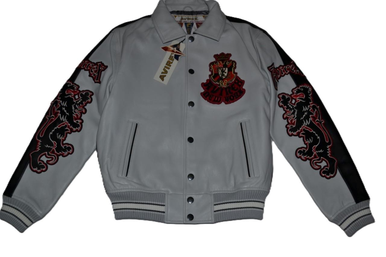AUTHENTIC MENS AVIREX 2 TONE GOTH JACKET BOMBER GREY BLACK BRAND NEW ALL SIZES