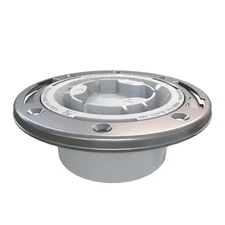 Fast Set 4 In. PVC Hub Spigot Toilet Flange with Test Cap and Stainless Steel Ri