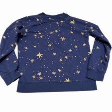 Hanna Andersson Warm Girls Navy Sweatshirt w/Sparkley Gold Stars Size 150cm 12 