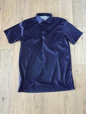 Collars Co Mens Dress Collar Polo Navy Blue Polka Dot Large