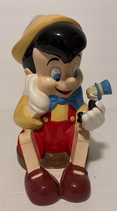 Treasure Craft Disney Pinocchio & Jiminy Cricket Cookie Jar- Excellent Condition