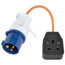 Fly Lead 16amp to 13amp UK Adapter 110V to 240V Plug Socket Converter