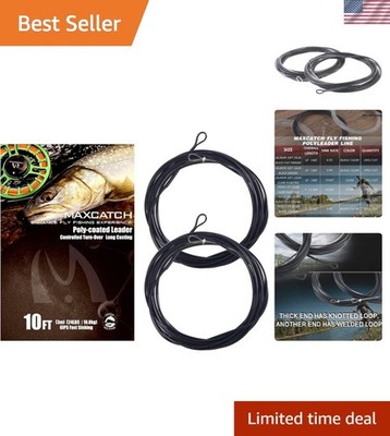 Fly Fishing Line Polyleader, 2pcs, 7ft Trout & 10ft Salmon, Black & Clear Colors