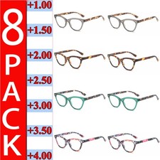 8Pairs Mens Women Spring Hinge Round Horn Power Butterfly Reading Reader Glasses