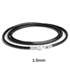 Waterproof Braided Leather Necklace Cord Stainless Steel Clasp 1-3mm