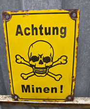 Sch&ouml;nes Emailleschild TOP Kleines Emailleschild --ACHTUNG-- Minen ---- Skull !