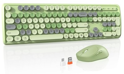 Colorful Wireless Computer Keyboards Combos,Full-Size Typewiter Keyboard, 4 L...