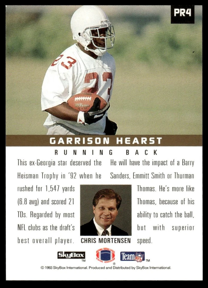1993 SkyBox Premium #PR4 Garrison Hearst Primetime Rookies - Image 2 of 2