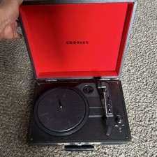 Crosley CR8005A-BK Black Portable Record Player 3-Speed RCA Aux-In Belt Drive