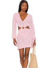 Devon Windsor Fallon Dress Pink Knit Cut-Out Mini Dress S 