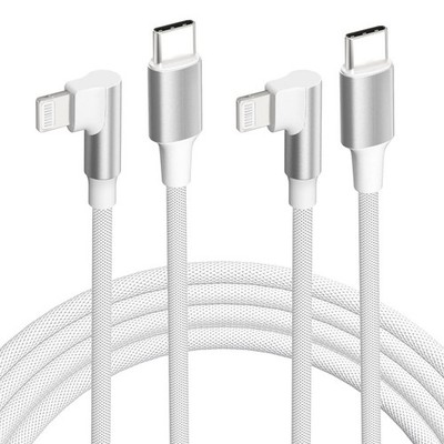 iPhone USB C to Lightning Cable,【2Pack 6FT MFi Certified】Right Angle 90 Degre...