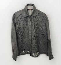 Max Mara black embroidered blouse, 100% ramie