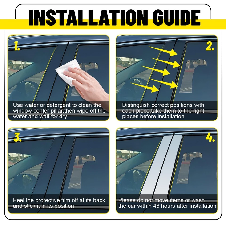 Para Cadillac DTS 2006-11 6 piezas poste de pilar cromado puerta de acero inoxidable 1~10X Foto 4 de 4