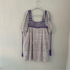 Harni Dress BoHo Short Sleeve Mini Babydoll Square Neck Oversized Festival