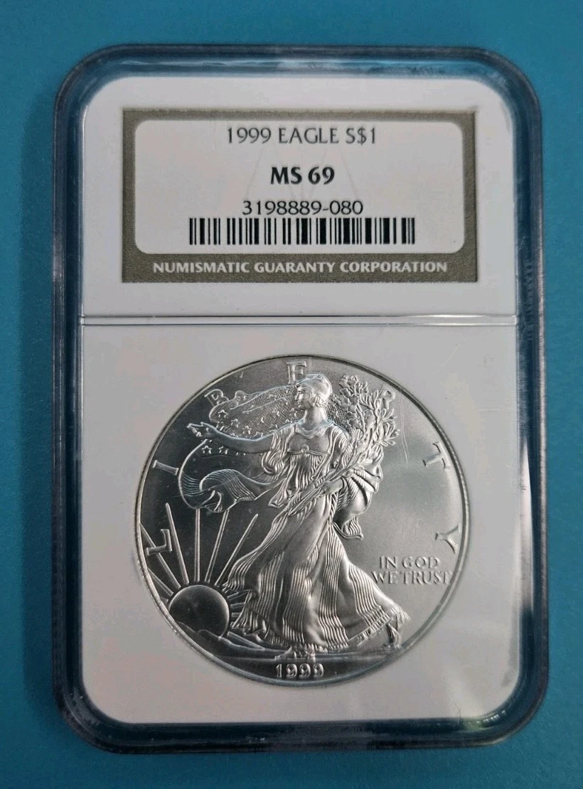 S*）様 世紀末1999 シルバーイーグル銀貨　 MS69 NGC 1999 $1 Silver Eagle MS69 Error