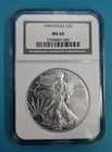1999 $1 American Silver Eagle NGC MS69 Brown Label