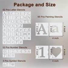 65 Pcs 4 Inch Plastic Painting Stencils Reusable Letters Numbers and Symbols ...