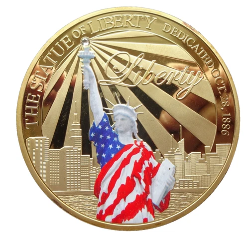 USA Statue of Liberty large 24ct gold plated proof coin