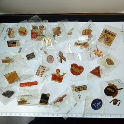 30 Vtg McDonald's Employee Crew Pins Promo Advertising Breakfast Hamburglar Ron