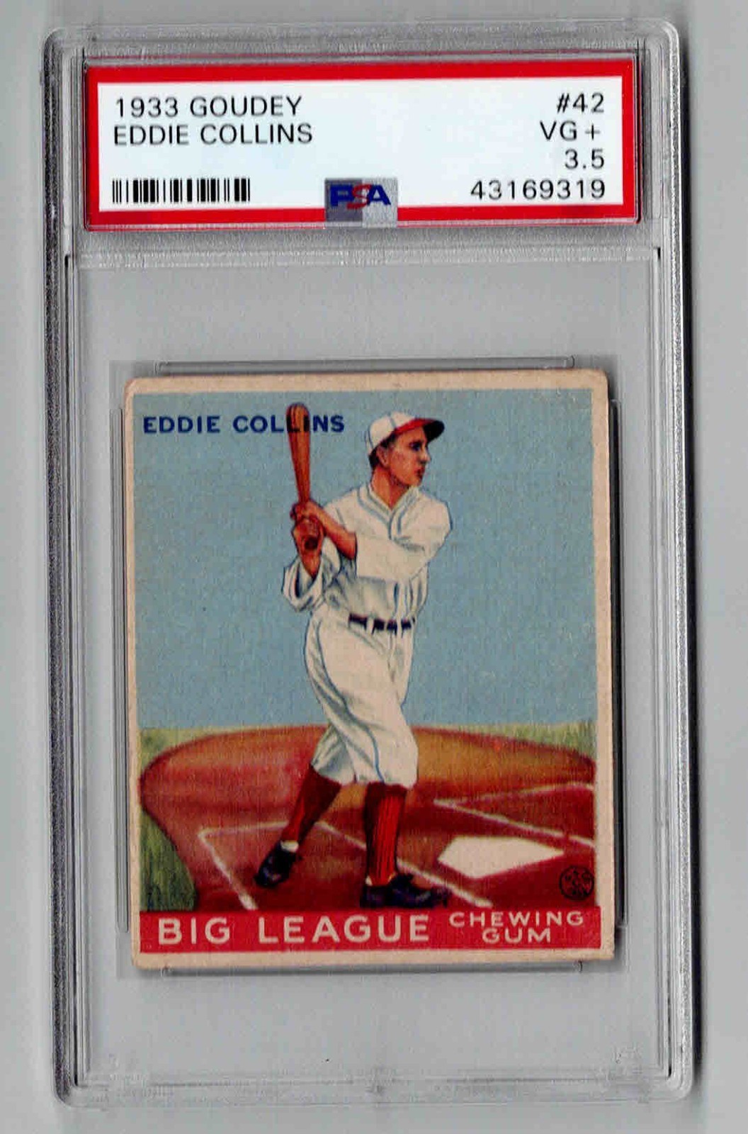 1933 Goudey #42 Eddie Collins Boston Red Sox  PSA 3.5 VG+