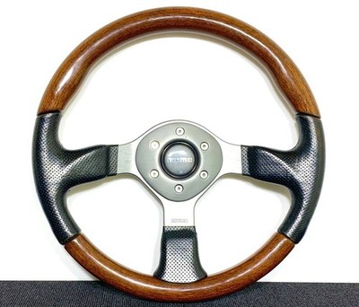 MOMO FIGHTER 350mm Wood & Leather Steering Wheel F-31 Authentic
