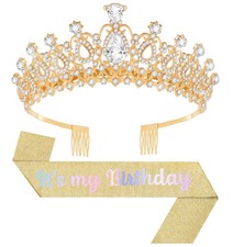 Birthday Tiara and Crown with Sash, Birthday Tiara for Women Party