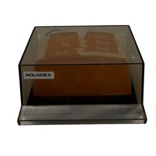 Vintage Rolodex S-300C Desktop Address Card File Smoked Acrylic Flip Top USA