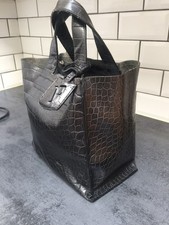 FURLA Mini Tote Bag, Borsetta, Pelle di Coccodrillo Goffrata, Nero Usato