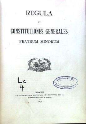 Regula et Constitutiones Generales fratrum Minorum; 1817435