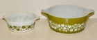 (2) Vintage PYREX Crazy Daisy Round Casserole Dishes ~ 472 (1½ pt) ~ 475 (2½ qt)