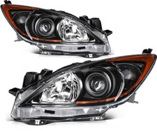 For 2013 2012 2011 2010 Mazda 3 5-speed Black Wamber Headlights Assembly Lr