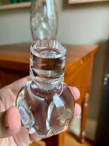 Ancienne carafe tonneau cristal plomb serviette avec bouchon 12,5" de haut - Photo 9/10