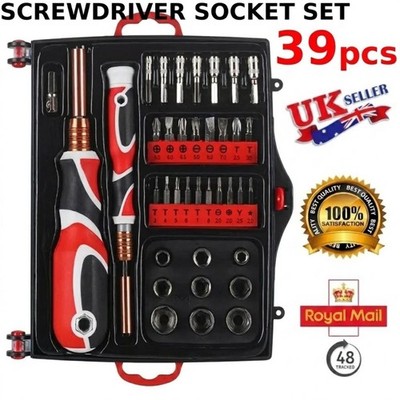 Neu 39PCS Schraubendreher Set Präzision Reparatur Werkzeug MULTIFUNKTIONALE SECHSKANT MAGNETISCH UK