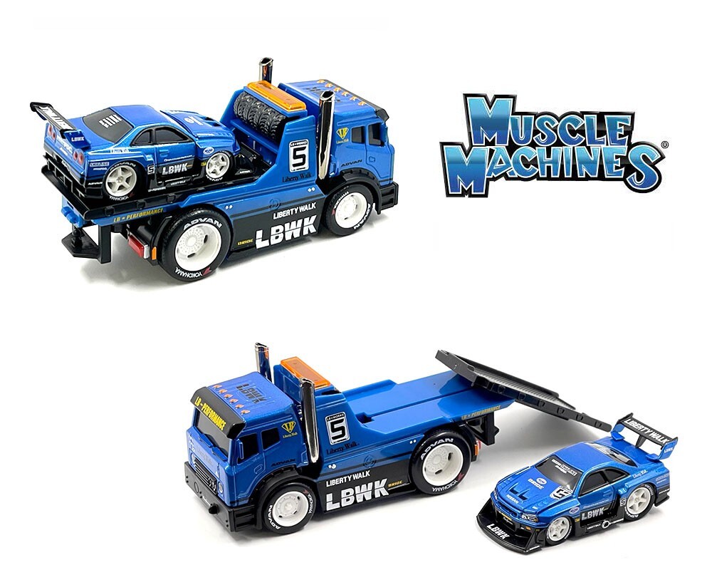 Maisto 164 Muscle Machines LBWK 1999 Nissan Skyline GTR R34 Blue w