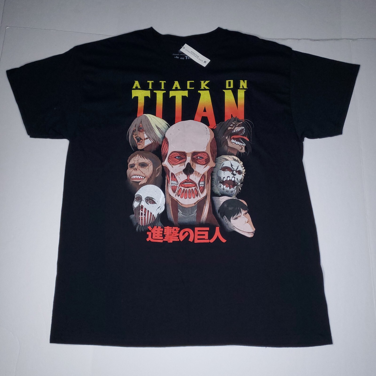 Официальная футболка Attack On Titan Final Season для взрослых с большим черным рисунком Ripple Junction