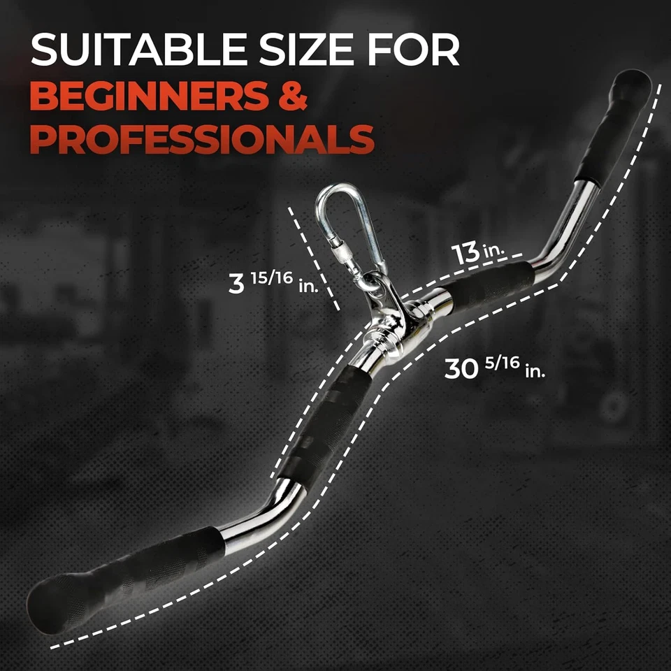 Wide Grip Curl LAT Pull down Bar Attachments Rubber Handgrips/Curl Bar/Press dow - Image 2 of 4